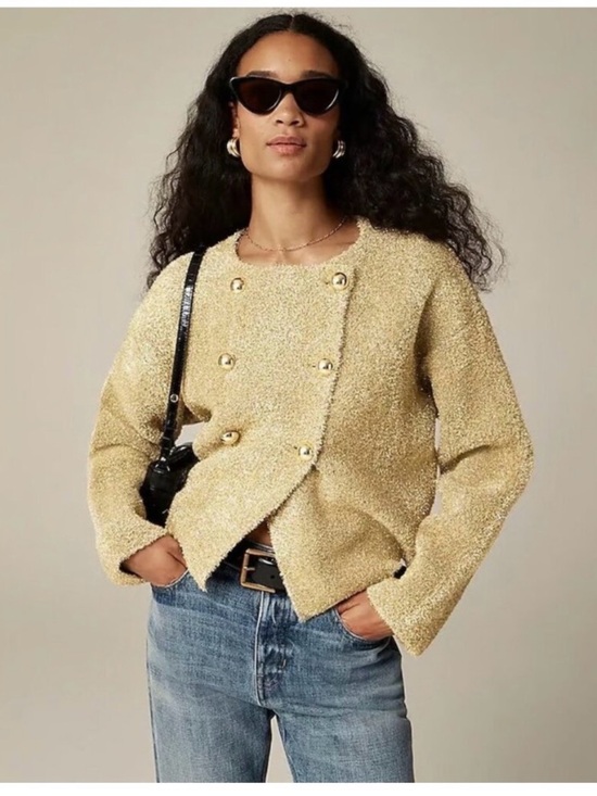 J. Crew Jackets & Blazers - J.Crew Collection Women's Gold Metallic Double-Breasted Lady Jacket